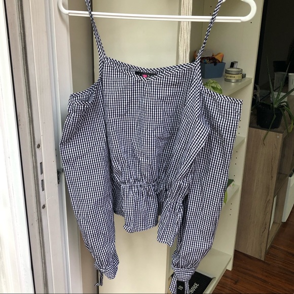 Gingham Open Shoulder Top 💞 - Picture 1 of 3